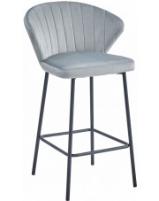 Tapicerowane srebrne barowe krzesło do wyspy - Viagia w sklepie Edinos.pl