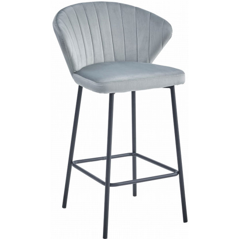 Zdjęcie produktu Tapicerowane srebrne barowe krzesło do wyspy - Viagia.