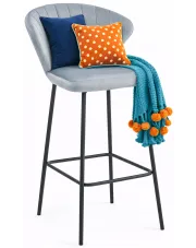 Tapicerowane srebrne barowe krzesło do wyspy - Astrax w sklepie Edinos.pl