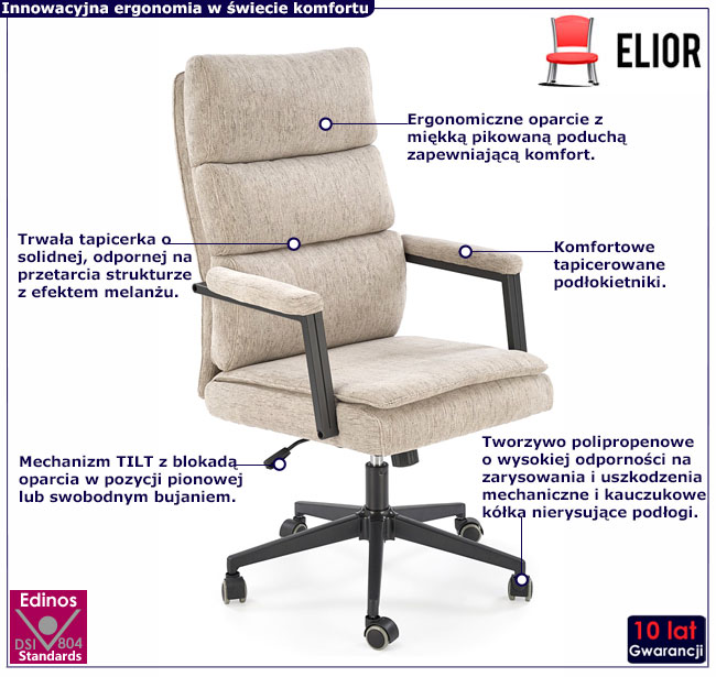 obrotowy tapicerowany fotel beżowy Coconut