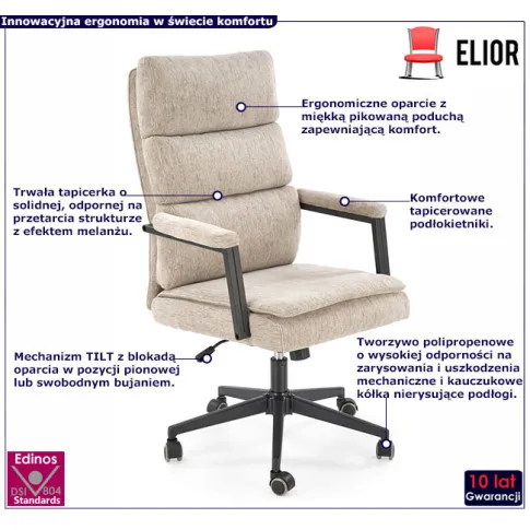 obrotowy gabinetowy fotel beżowy Kanter