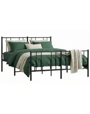 Czarne metalowe łóżko małżeńskie w stylu loft 140x200cm - Quzi w sklepie Edinos.pl