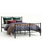 Czarne metalowe łóżko małżeńskie 160x200cm - Quzi w sklepie Edinos.pl