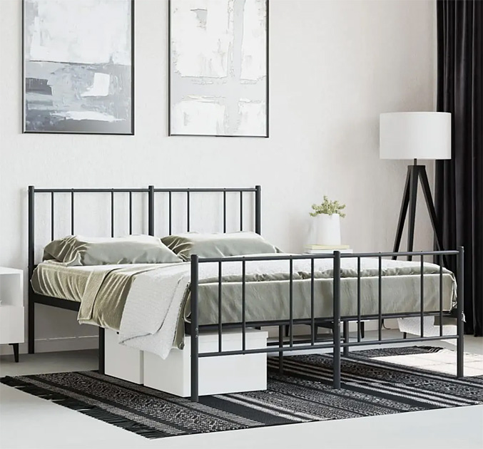 Czarne pojedyncze metalowe łóżko Privex