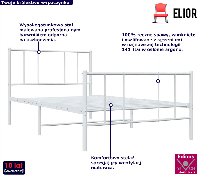 Biała metalowe łóżko Privex