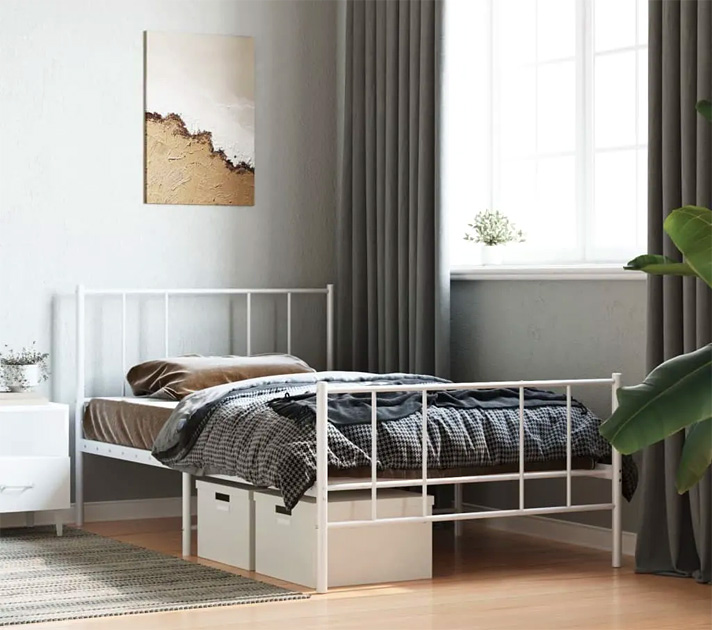 Białe pojedyncze metalowe łóżko Privex