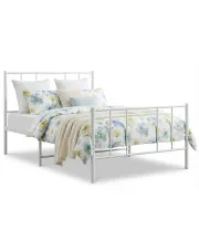 Loftowe metalowe łózko białe 100x200 cm - Quzi w sklepie Edinos.pl