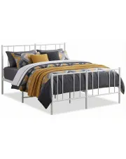 Białe metalowe łóżko małżeńskie w stylu loft 140x200 cm - Quzi w sklepie Edinos.pl