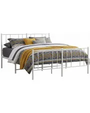 Białe metalowe łóżko małżeńskie 160x200 cm - Quzi w sklepie Edinos.pl