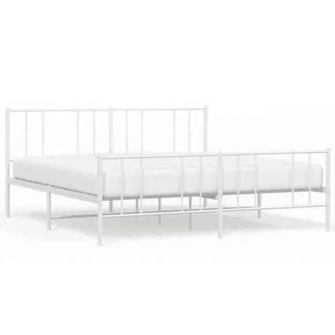 Szczegółowe zdjęcie nr 4 produktu Białe metalowe łóżko małżeńskie 180x200 cm - Privex