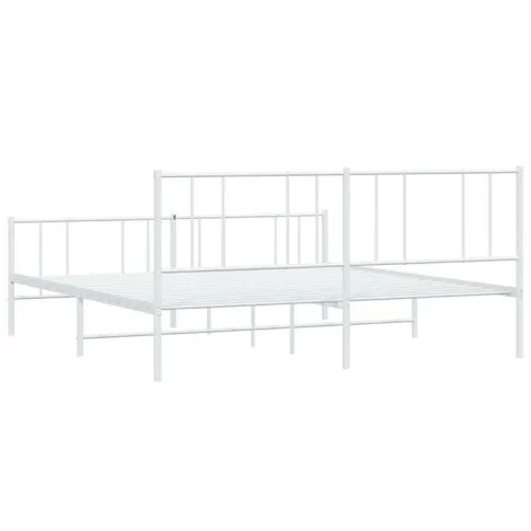 Szczegółowe zdjęcie nr 5 produktu Białe metalowe łóżko małżeńskie 180x200 cm - Privex