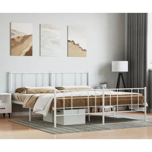 Szczegółowe zdjęcie nr 6 produktu Białe metalowe łóżko małżeńskie 180x200 cm - Privex