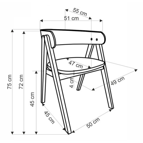 wymiary krzesła Vilson