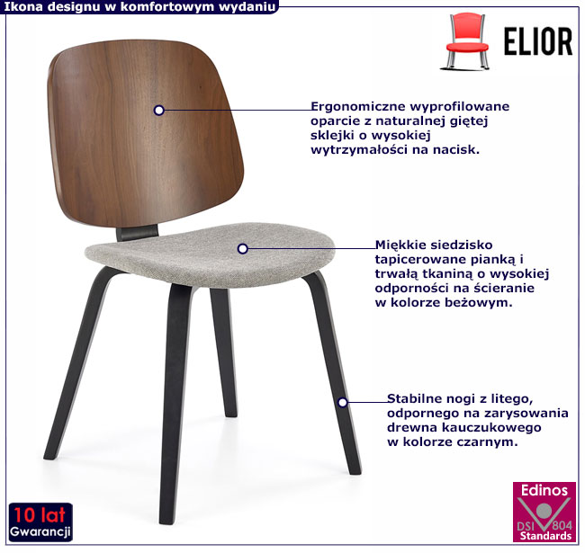 krzesło drewniane tapicerowane Berx