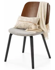 Drewniane tapicerowane krzesło w stylu retro - Berx w sklepie Edinos.pl