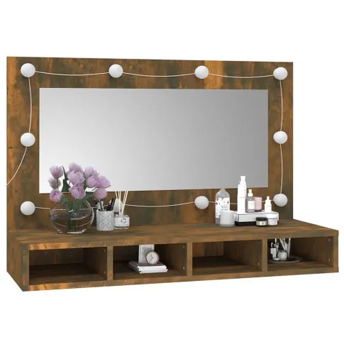 Toaletka na biurko z lustrem w kolorze przydymiony dąb Arvola 3X