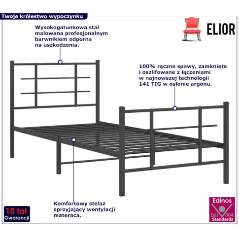 czarne łózko z metalu Estris