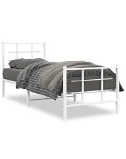 Białe pojedyncze łóżko metalowe 80x200 cm - Alester w sklepie Edinos.pl