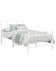 Białe metalowe łóżko loftowe 90x200 cm - Alester w sklepie Edinos.pl