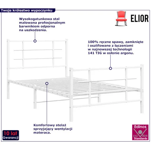 Białe łózko z metalu Estris