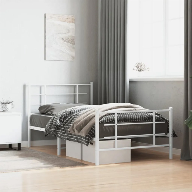 Białe pojedyncze metalowe łóżko Estris