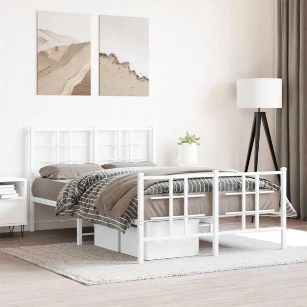 Białe metalowe łóżko Estris