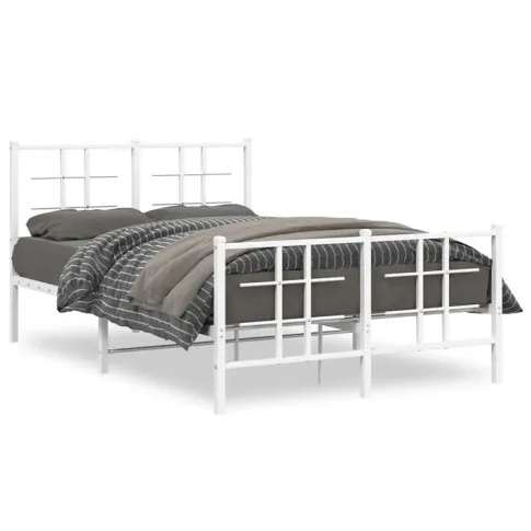 Białe loftowe łóżko z metalu Estris