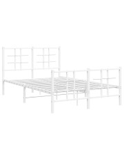 Białe metalowe łóżko małżeńskie 140x200 cm - Estris w sklepie Edinos.pl