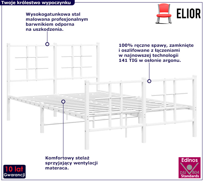 Biała metalowe łóżko Estris