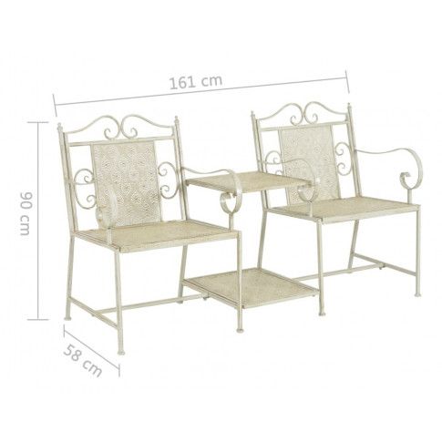 Szczegółowe zdjęcie nr 8 produktu Metalowa ławka ogrodowa ze stolikiem Gamma 2X - biała