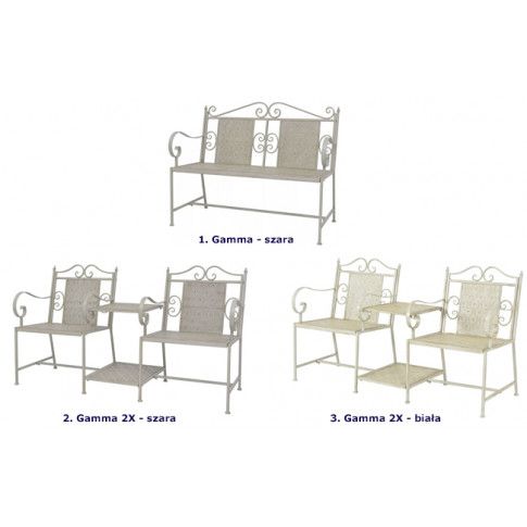 Szczegółowe zdjęcie nr 9 produktu Metalowa ławka ogrodowa ze stolikiem Gamma 2X - biała