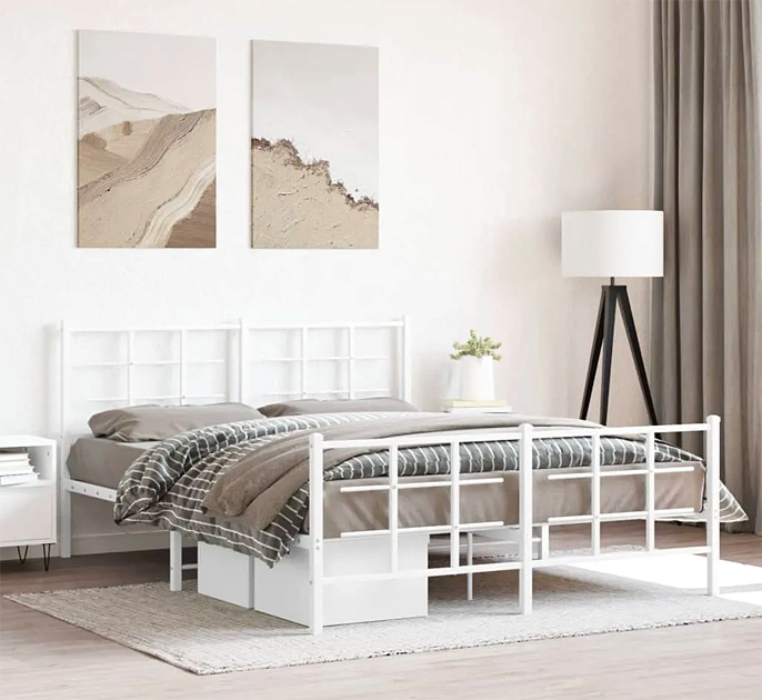Białe metalowe łóżko Estris