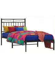 Czarne metalowe łóżko pojedyncze 90x200 cm - Tolimea w sklepie Edinos.pl