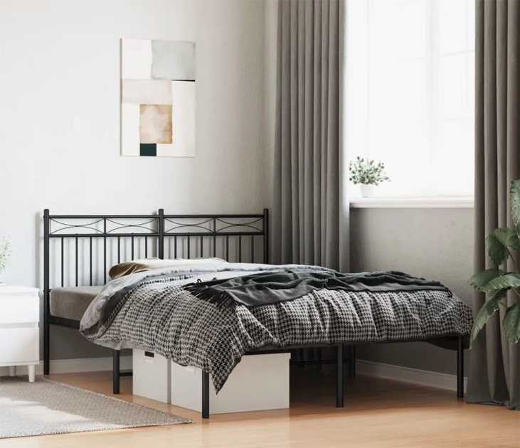 Czarne pojedyncze metalowe łóżko Enviro