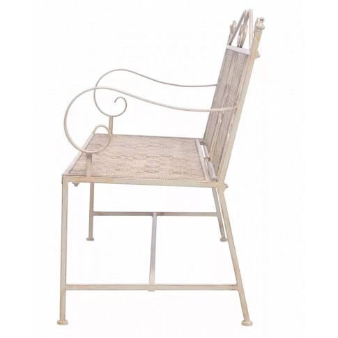 Szczegółowe zdjęcie nr 5 produktu Metalowa ławka ogrodowa Baldar - biała