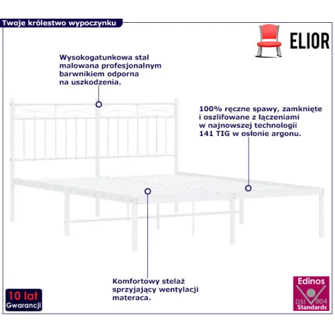 Białe łóżko z metalu Envilo loft