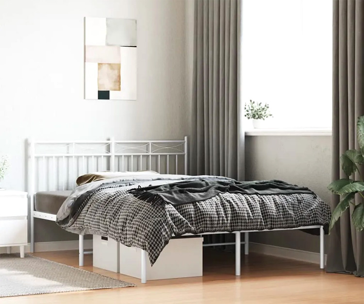 Białe pojedyncze metalowe łóżko Enviro