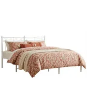 Białe industrialne łóżko metalowe 140x200 cm - Tolimea w sklepie Edinos.pl