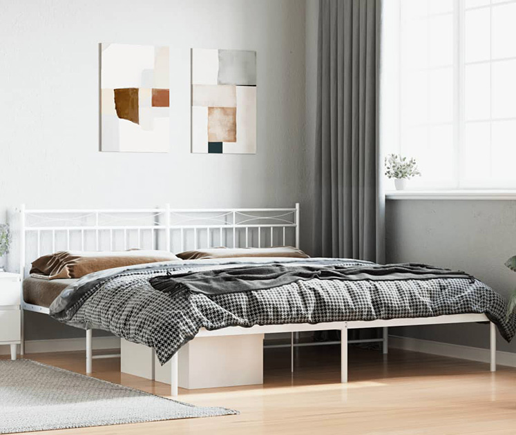 Białe pojedyncze metalowe łóżko Enviro