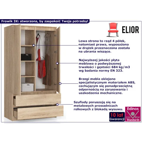 Dwudrzwiowa szafa Frowik 3X dąb sonoma