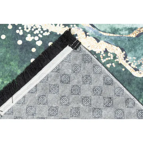 Fotografia Ciemnozielony dywan z frędzlami do salonu glamour 140x200 - Piperita 5X z kategorii Dywany wg wnętrza