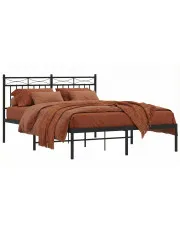 Czarne metalowe łóżko małżeńskie 180x200 cm - Tolimea w sklepie Edinos.pl