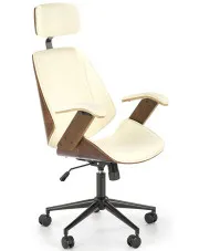 Designerski fotel retro tapicerowany orzech + kremowy - Adler w sklepie Edinos.pl