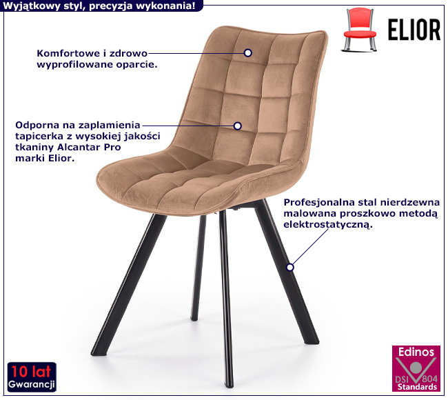 Beżowe krzesło pikowane w industrialnym stylu Letres