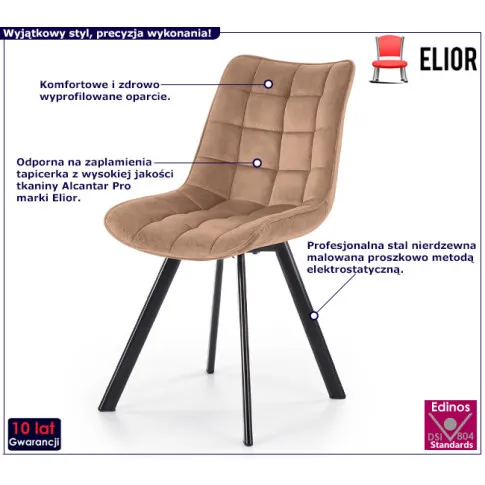 Beżowe pikowane krzesło welurowe Winston