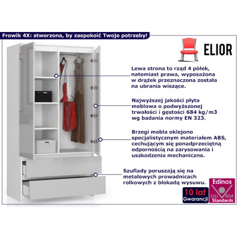 Dwudrzwiowa szafa Frowik 4X biały metalik