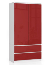 Nowoczesna szafa w połysku biały + czerwony - Frowik 4X