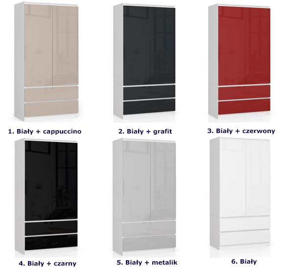 Warianty kolorystyczne szafy Frowik 4X