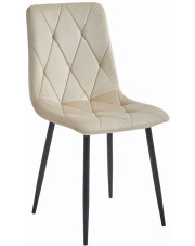 Beżowe pikowane krzesło tapicerowane welurem - Ukis w sklepie Edinos.pl
