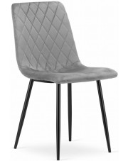 Zestaw 4 jasnoszarych krzeseł tapicerowanych welurem - Saba w sklepie Edinos.pl
